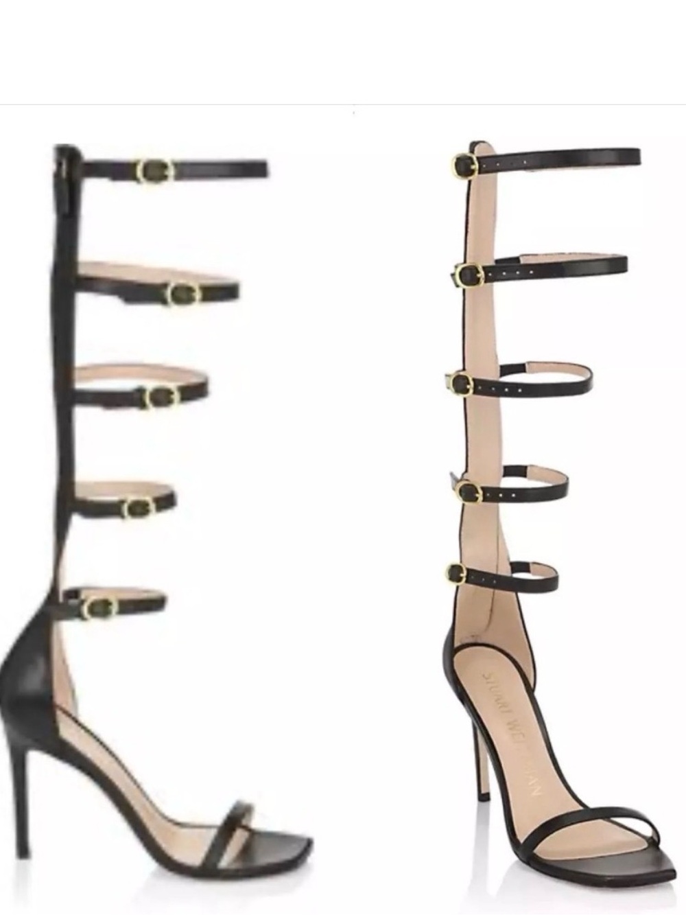 New without box. Stuart Weitzman Black Strappy Stiletto Sandals SZ 7.5